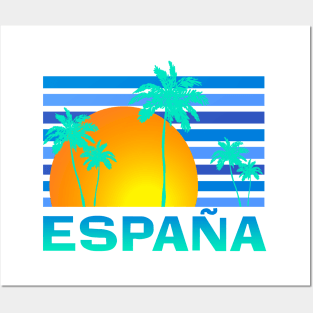 Spain Espana Sunset, Palm Trees Family Holiday Souvenir Posters and Art